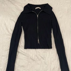 Abercrombie black polo zippered sweater